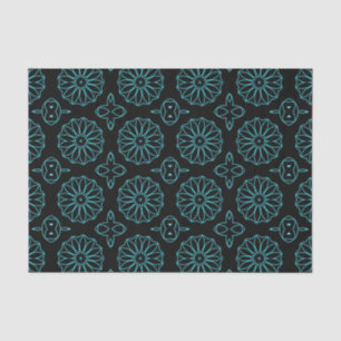 Black & Teal Stylish Decorative Geometric Pattern Tissue Paper