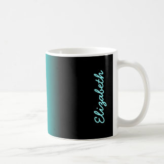 Black Teal White Ombre Coffee Mug