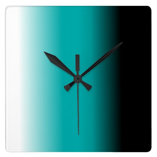 Image of Black Teal White Ombre Square Wall Clock
