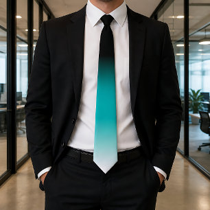 Black Teal White Ombre Tie