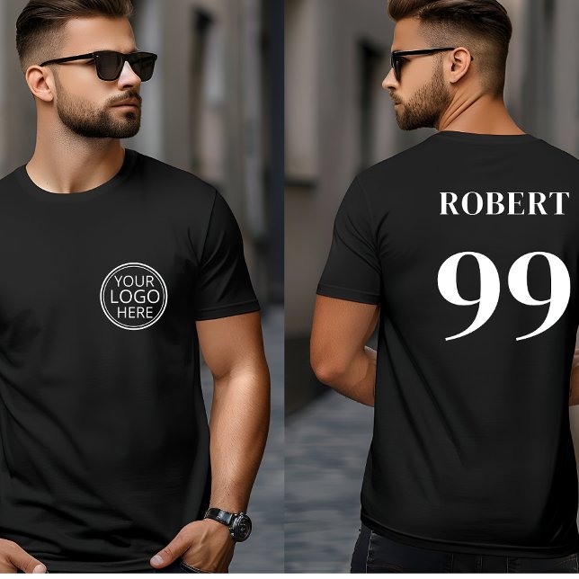 Black Team Logo Name Number Modern Sport  T-Shirt (Creator Uploaded)