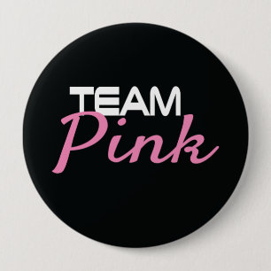 Black Team Pink Gender Reveal Button