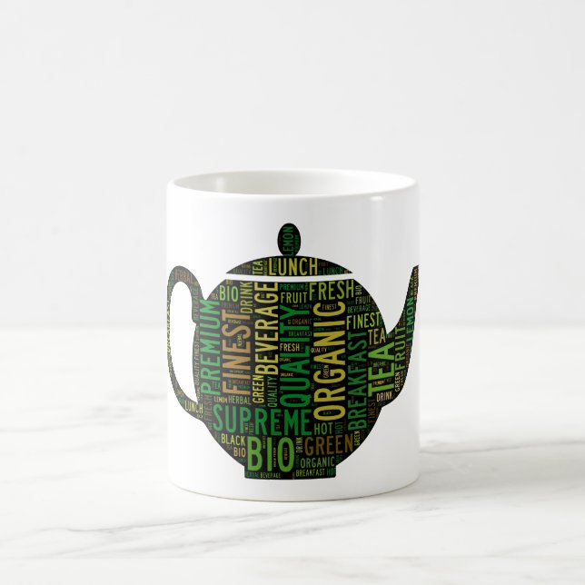 Black Teapot text design Coffee Mug (Center)