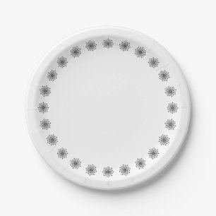 Black teardrops paper plate