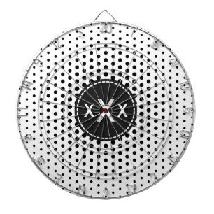 Black Techno Dots Modern Monogram Dartboard