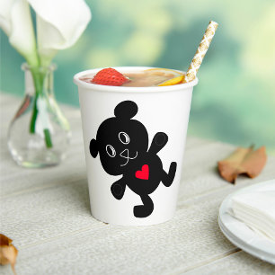 Black Teddy Bear Love  Paper Cups