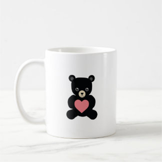 Black Teddy Bear with Heart Coffee Mug