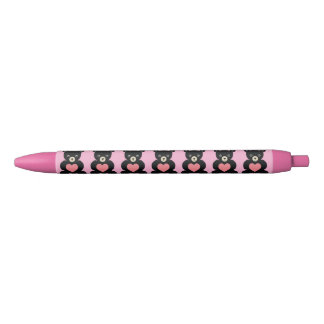 Black Teddy Bear with Heart Pen