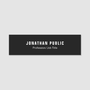 Black Template Modern Professional Simple Design Name Tag
