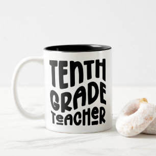 Black Tenth Grade Teacher Two-Tone Coffee Mug
