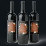 Black terracotta Christmas botanical elegant Wine  Wine Label<br><div class="desc">Black terracotta floral botanical elegant arch photo Merry Christmas holiday wine label gift favour sticker.</div>