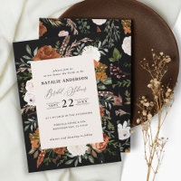Black terracotta floral rustic bridal shower