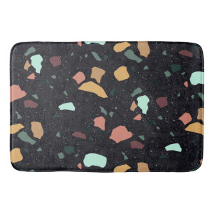 Black Terrazzo Pattern Bath Mat