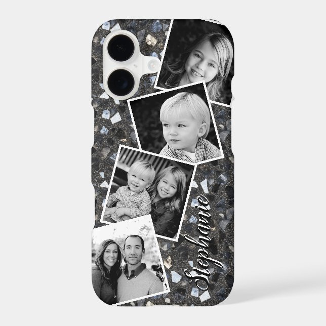 Black Terrazzo Photo Collage Personalized (Back)