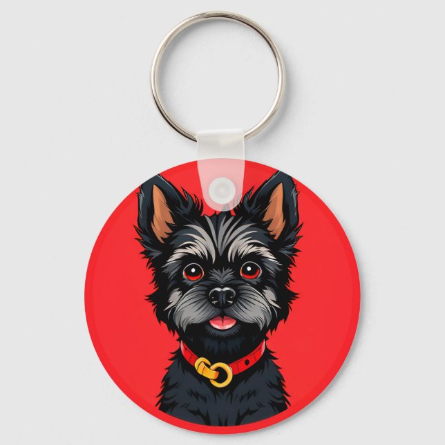 🐶 Black Terrier Pup For Everyday Carry Style 🐶 Key Ring (Front)