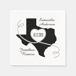 Black Texas Curling Ribbon Wedding Date Napkin