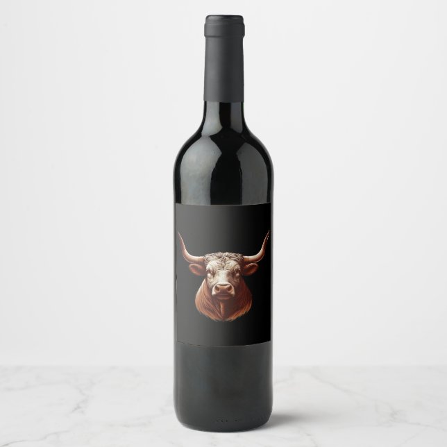 black Texas longhorn Wine Label (Front)