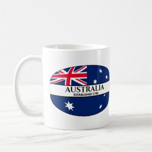 Black Text Australia Established 1788 Flag Coffee Mug