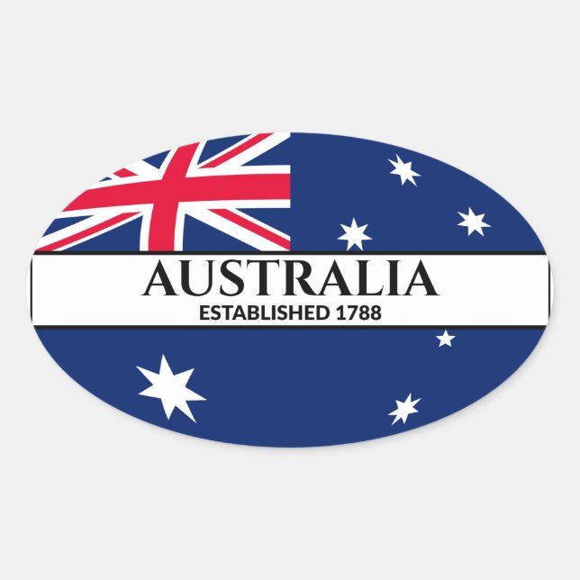 Black Text Australia Established 1788 Flag Oval Sticker (Front)