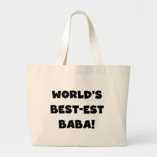 Black Text Best-est Baba T-shirts and Gifts Large Tote Bag