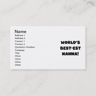Black Text Best-est Nanna T-shirts and Gifts Business Card