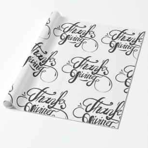 Black Text Design- Thanksgiving Wrapping Paper