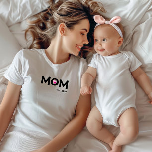 Black Text Established Mom Double Heart T-Shirt