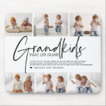 Black Text | Grandkids Make Life Grand Photo Mouse Mat<br><div class="desc">"Grandkids make life grand" in black modern calligraphy lettering overlays and 6 photo collage. Perfect for any grandparent! - mama, grandma, nana, meema, abuelito, grammie, grammy, momma, mimi, nanny, memaw, nanie, yiayia - papa, pépé, grandad, grandpapa, grand-pére, grampa, gramps, grampy, geepa, paw-paw, pappou, pop-pop, poppy, pops, pappy, nonno, opa, baba,...</div>