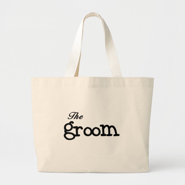 Black Text Groom Large Tote Bag (Front)