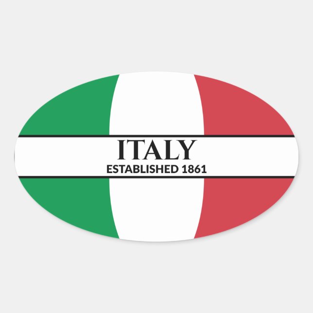 Black Text Italy Established 1861 Flag Oval Sticker (Front)