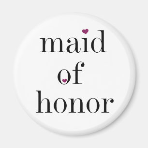 Black Text Maid of Honour Magnet