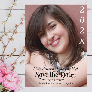 Black Text Save the Date Graduation Announcement Postcard