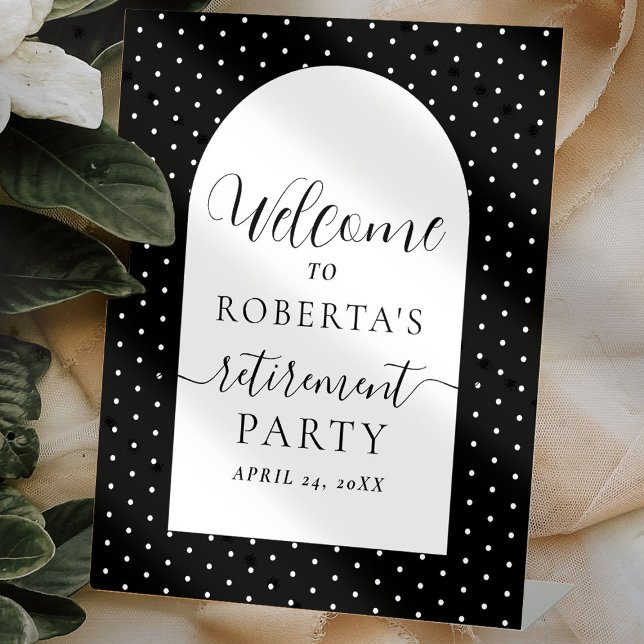 Black Text Script Retirement Party Welcome Pedestal Sign (Creator Uploaded)