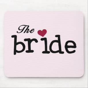 Black Text The Bride Tshirts and Gifts Mouse Mat