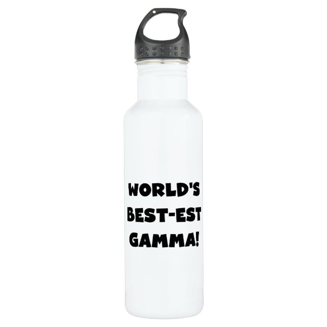 Black Text World's Best-est Gamma 710 Ml Water Bottle (Front)