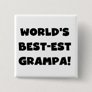 Black Text World's Best-est Grampa T-shirts Gifts 15 Cm Square Badge