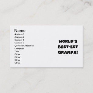 Black Text World's Best-est Grampa T-shirts Gifts Business Card