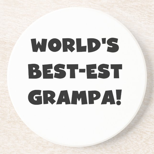 Black Text World's Best-est Grampa T-shirts Gifts Coaster (Front)