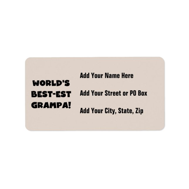 Black Text World's Best-est Grampa T-shirts Gifts Label (Front)