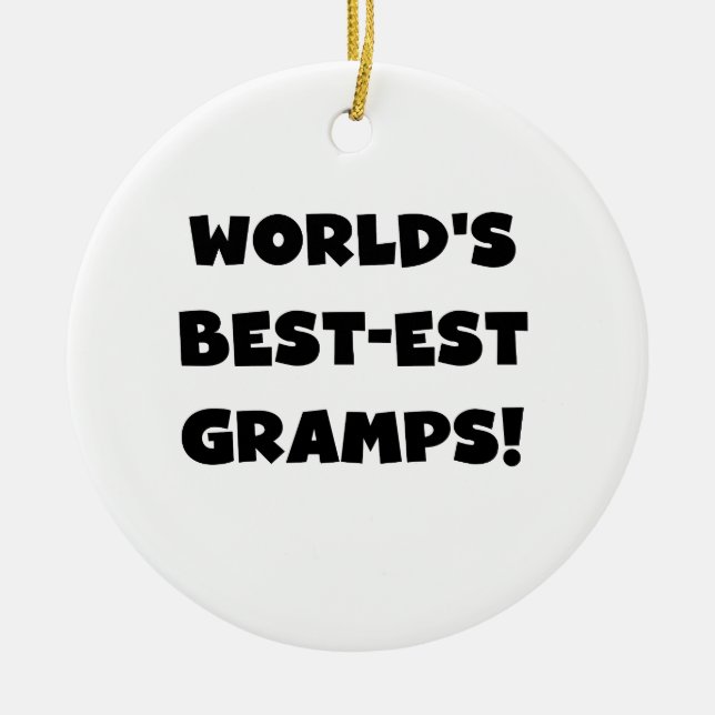 Black Text World's Best-est Gramps Gifts Ceramic Tree Decoration (Front)