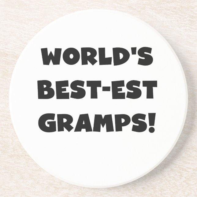 Black Text World's Best-est Gramps Gifts Coaster (Front)