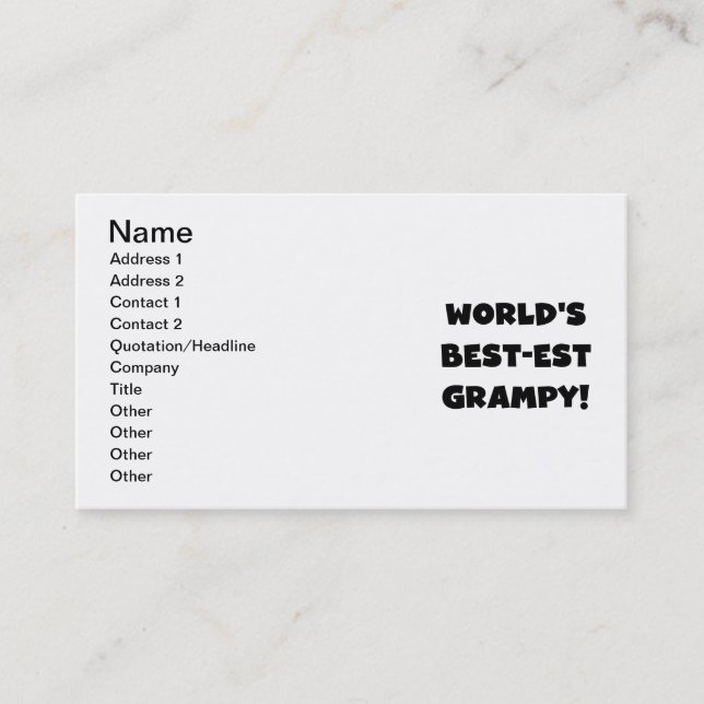 Black Text World's Best-est Grampy Gifts Business Card (Front)