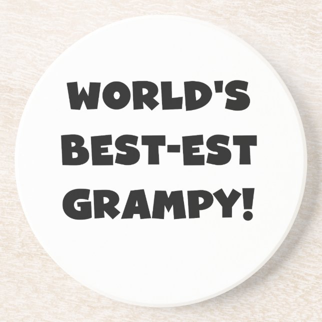 Black Text World's Best-est Grampy Gifts Coaster (Front)