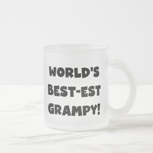Black Text World's Best-est Grampy Gifts Frosted Glass Coffee Mug (Right)