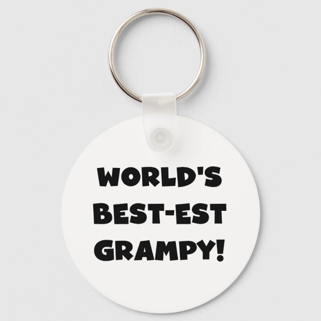 Black Text World's Best-est Grampy Gifts Key Ring (Front)