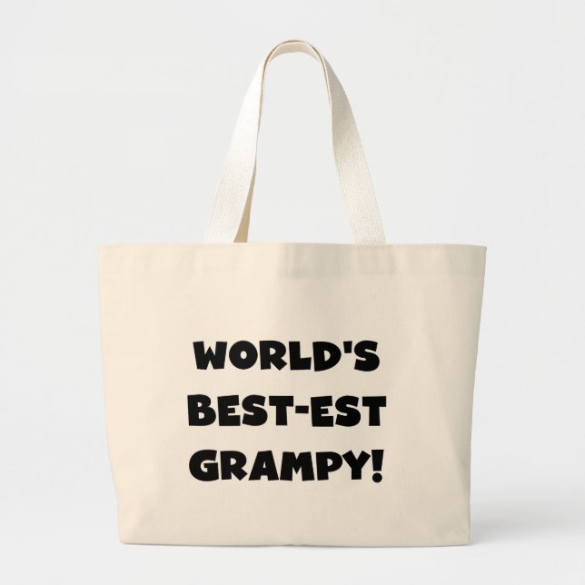 Black Text World's Best-est Grampy Gifts Large Tote Bag (Front)