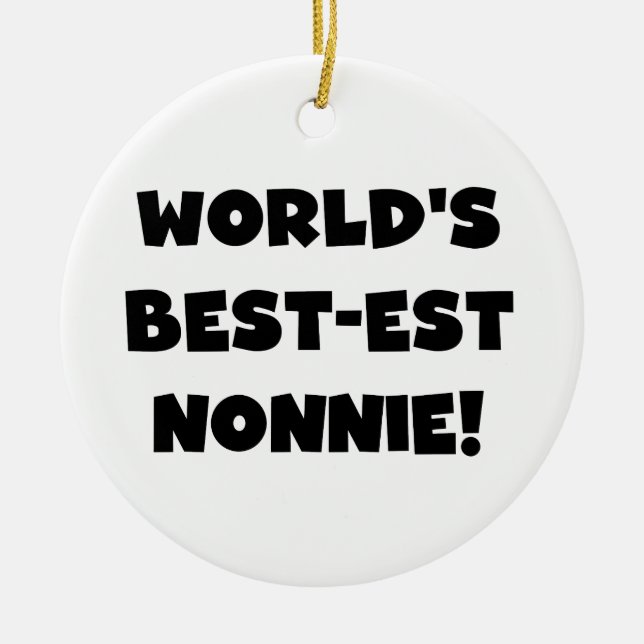 Black Text World's Best-est Nonnie Gifts Ceramic Tree Decoration (Front)