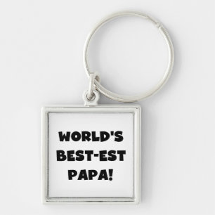 Black Text World's Best-est Papa Tshirts and Gifts Key Ring