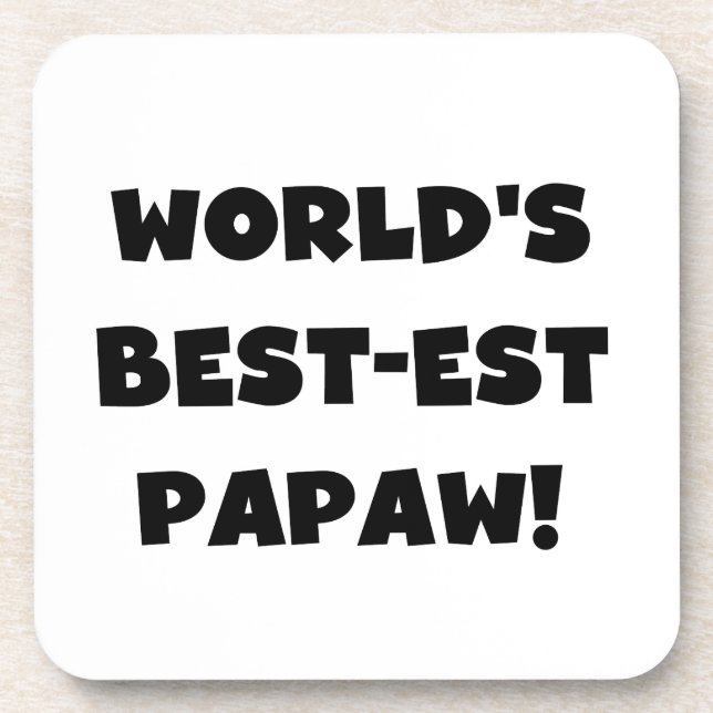Black Text World's Best-est Papaw Gifts Coaster (Front)
