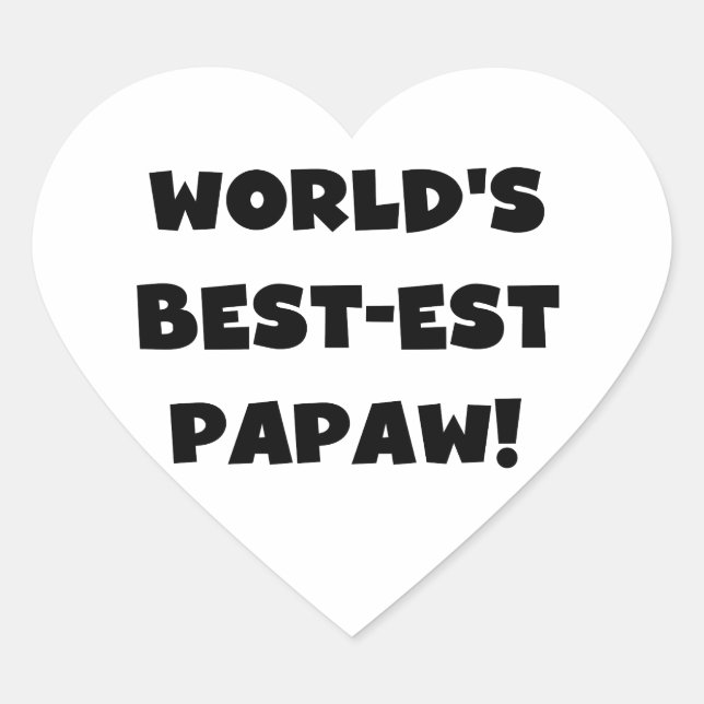 Black Text World's Best-est Papaw Gifts Heart Sticker (Front)
